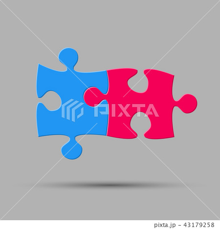 Two Pieces Puzzle. Two Steps. Jigsaw. Logo. 43179258