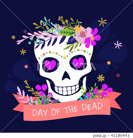 Mexico day of the dead skull vector illustration 43180443