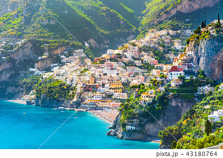 Morning view of Positano cityscape, Italy 43180764