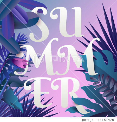 Amazing tropical forest design border frame  43181476