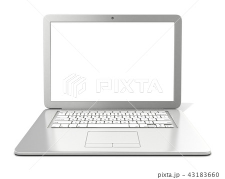 Grey laptop with blank screen. 3D 43183660