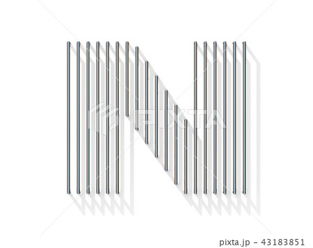 Silver, steel wire font. Letter N Silver, steel wire font. Letter N 43183851