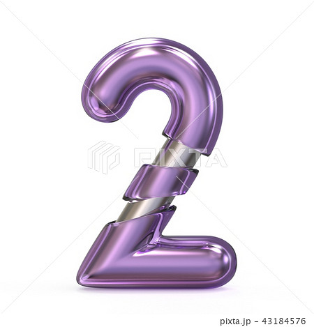 Purple gem with metal core font NUMBER 2 TWO 3D 43184576