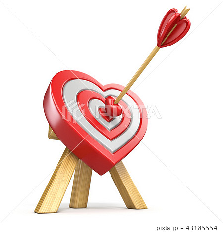 Heart Shaped Target With Arrow In The Center 3dのイラスト素材