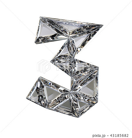 Crystal triangulated font number THREE 3 3D 43185682