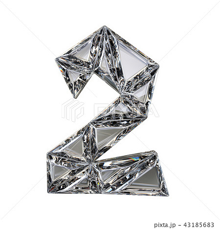 Crystal triangulated font number TWO 2 3D 43185683