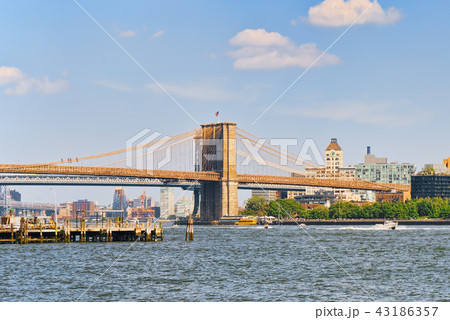 Suspended Brooklyn Bridge across the East River Suspended Brooklyn Bridge across the East River 43186357
