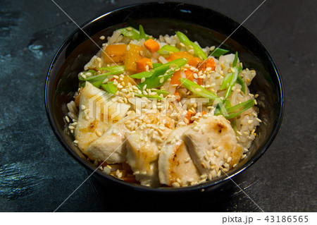 Korean or Chinese seafood meal. Soup. Noodles 43186565