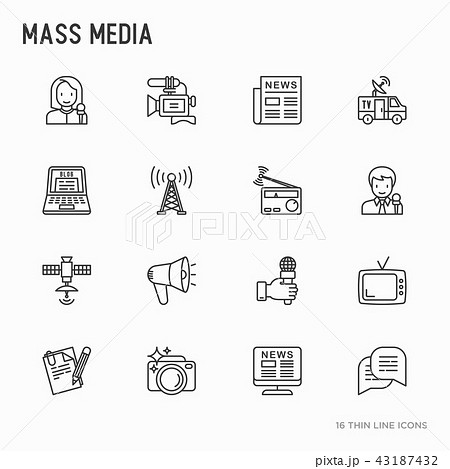 Mass media thin line icons set 43187432