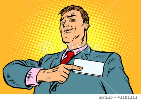 Businessman points at a name badge id 43191313