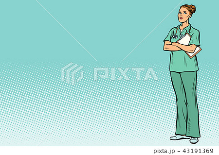 pop art Caucasian nurse. Medicine and health 43191369