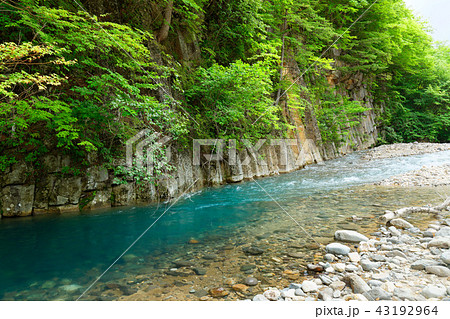 松川渓谷 玄武岩柱状節理 岩手県八幡平市の写真素材