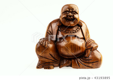 isolated statuette of a happy buddha on a white background 43193895