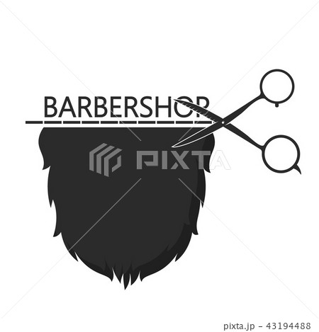 Barbershop symbol of scissors and beard 43194488