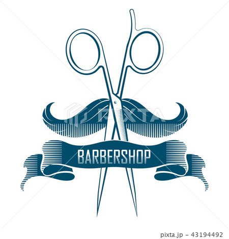 Barbershop scissors and mustache 43194492