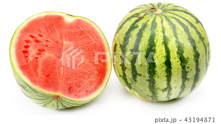Ripe round watermelon and half berry isolated Ripe round watermelon and half berry isolated 43194871