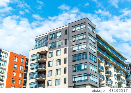 Modern condo buildings with huge windows and balco Modern condo buildings with huge windows and balco 43196517
