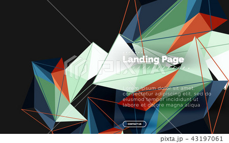 Polygonal geometric design, abstract shape made of triangles, trendy background 43197061