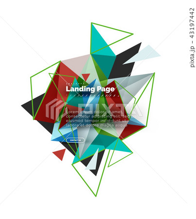 Triangular design abstract background, landing page. Low poly style colorful triangles on white Triangular design abstract background, landing page. Low poly style colorful triangles on white 43197442
