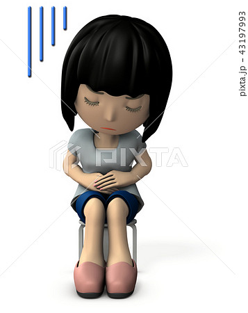 腹痛を我慢する若い女性 腹痛を我慢する若い女性 43197993