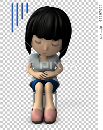 腹痛を我慢する若い女性 腹痛を我慢する若い女性 43197993