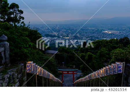 高良大社から眺める久留米市の日没 43201554