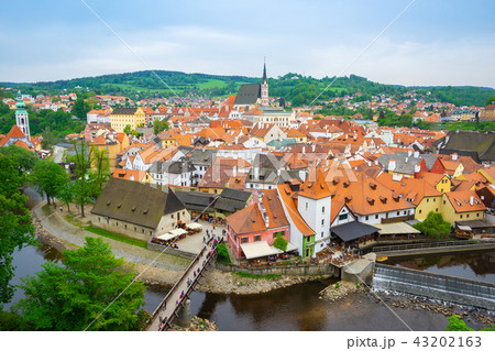 Cesky Krumlov city skyline in Czech Republic 43202163