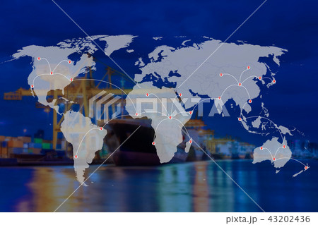 Shipping and world map for import export concept. 43202436