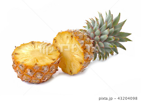 Juicy ripe sliced pineapple  on white background 43204098