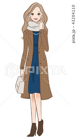 コートを着た女性のイラストのイラスト素材
