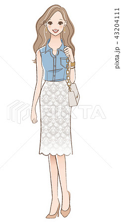 夏服を着た女性のイラストのイラスト素材