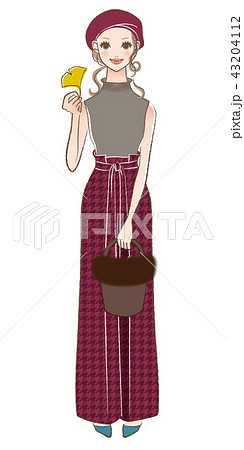 秋服を着た女性のイラストのイラスト素材