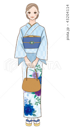 和服を着た女性のイラストのイラスト素材 43204114 Pixta