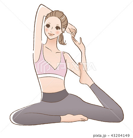 ヨガをする女性のイラストのイラスト素材 43204149 Pixta