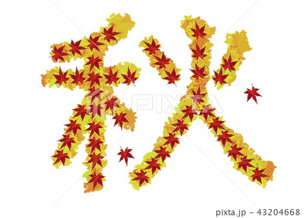 秋のイメージ＿ロゴ、漢字、モミジ、紅葉 43204668