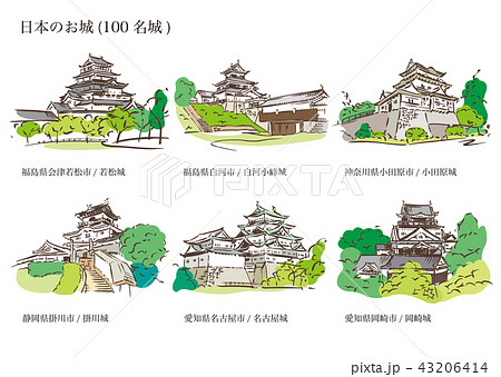 日本のお城 100名城 のイラスト素材