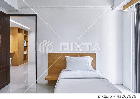 Single bedroom interior decoration hotel mock up 43207979