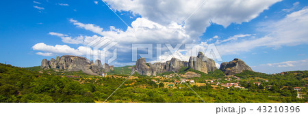 Mountain scenery with Meteora rocks and Monastery 43210396