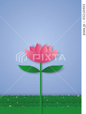 Pink lily flower , paper art style Pink lily flower , paper art style 43210403
