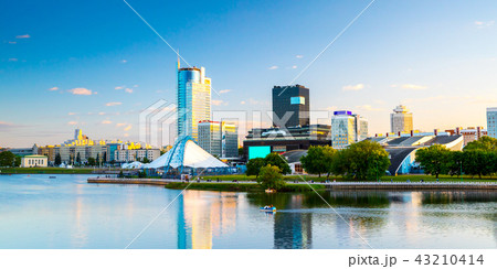 View of the city of Minsk at sunset. Nemiga District 43210414