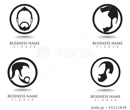 masculine beard black hair geek logo and symbol 43211646