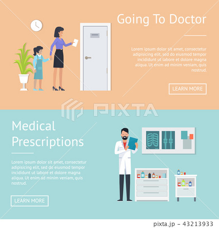Going to Doctor Posters Set Vector Illustration Going to Doctor Posters Set Vector Illustration 43213933
