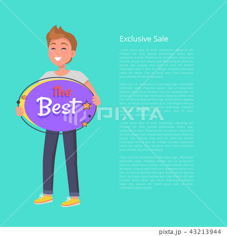 Exclusive Sale Poster Man Holding Board with Text Exclusive Sale Poster Man Holding Board with Text 43213944