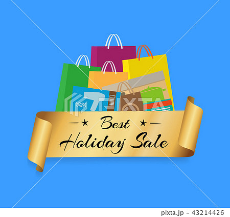 Best Holiday Sale Shopping Bags Color Set Isolated Best Holiday Sale Shopping Bags Color Set Isolated 43214426