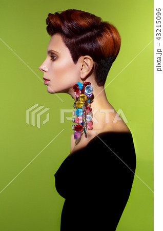 Lady with stylish hairdo 43215096