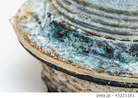 closeup pipe corrosion and copper sulfate rusty closeup pipe corrosion and copper sulfate rusty 43221161
