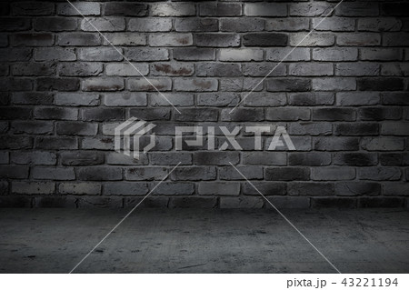 Stone wall dark night alley quiet street  43221194