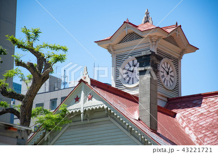 晴れた日の札幌時計台 北海道札幌市の観光イメージの写真素材