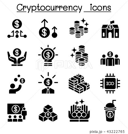 Cryptocurrency icon set 43222765