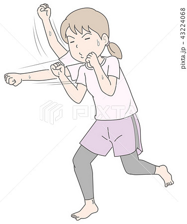 シャドーボクシングをする女性のイラスト素材